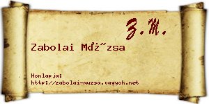 Zabolai Múzsa névjegykártya